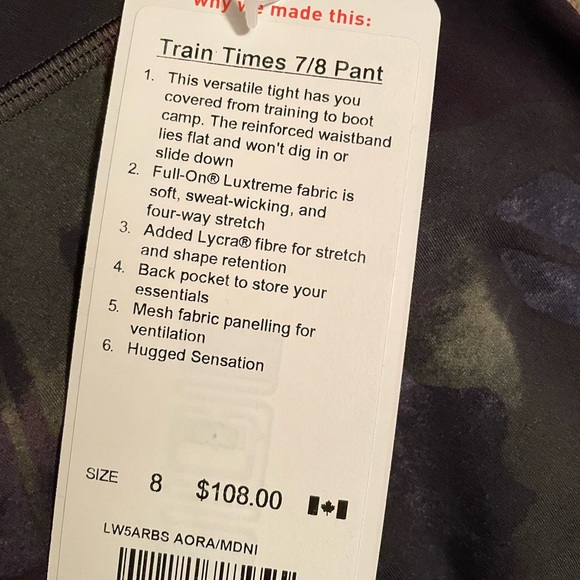 Lululemon train times 7/8 pant Sz 8 - Picture 2 of 2